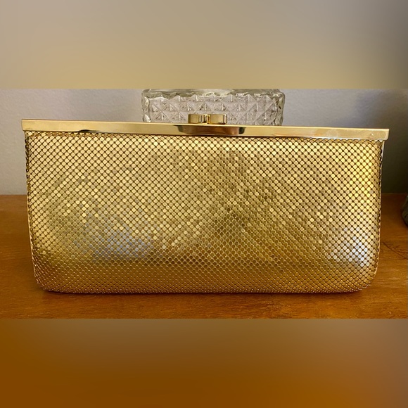 Valerie Stevens Gold Mesh Clutch Bag Purse - Picture 6 of 7